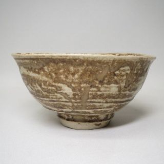 D024: Japanese Pottery Ware Tea Bowl With Very Good Style Of Glaze photo