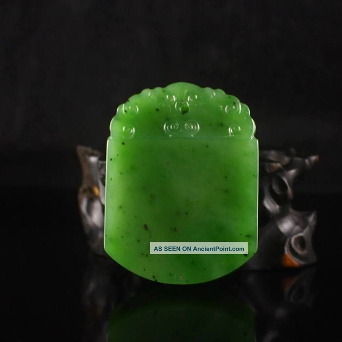 Hand - Carved Chinese Natural Green Hetian Jade Pendant Nr Necklaces & Pendants photo