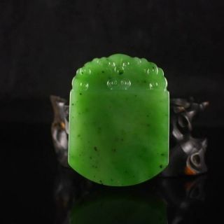 Hand - Carved Chinese Natural Green Hetian Jade Pendant Nr photo