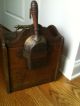 Coal Scuttle Antique Brass Bucket Vintage Wood W Tin Insert Shovel Heavy English Hearth Ware photo 8