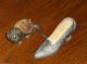 Primitive Antique Metal Pin Cushion Kitty Cat & Shoe Slipper 2 Victorian Primitives photo 4