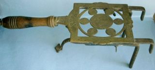 Early Decorated Brass And Iron Adjustable Trivet By W.  T.  & S.  (wm.  Tonk & Sons) photo