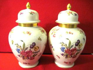 Collectible Old Vintage Set Of 2 Porcelain Jur Gold Decorated With Cover photo
