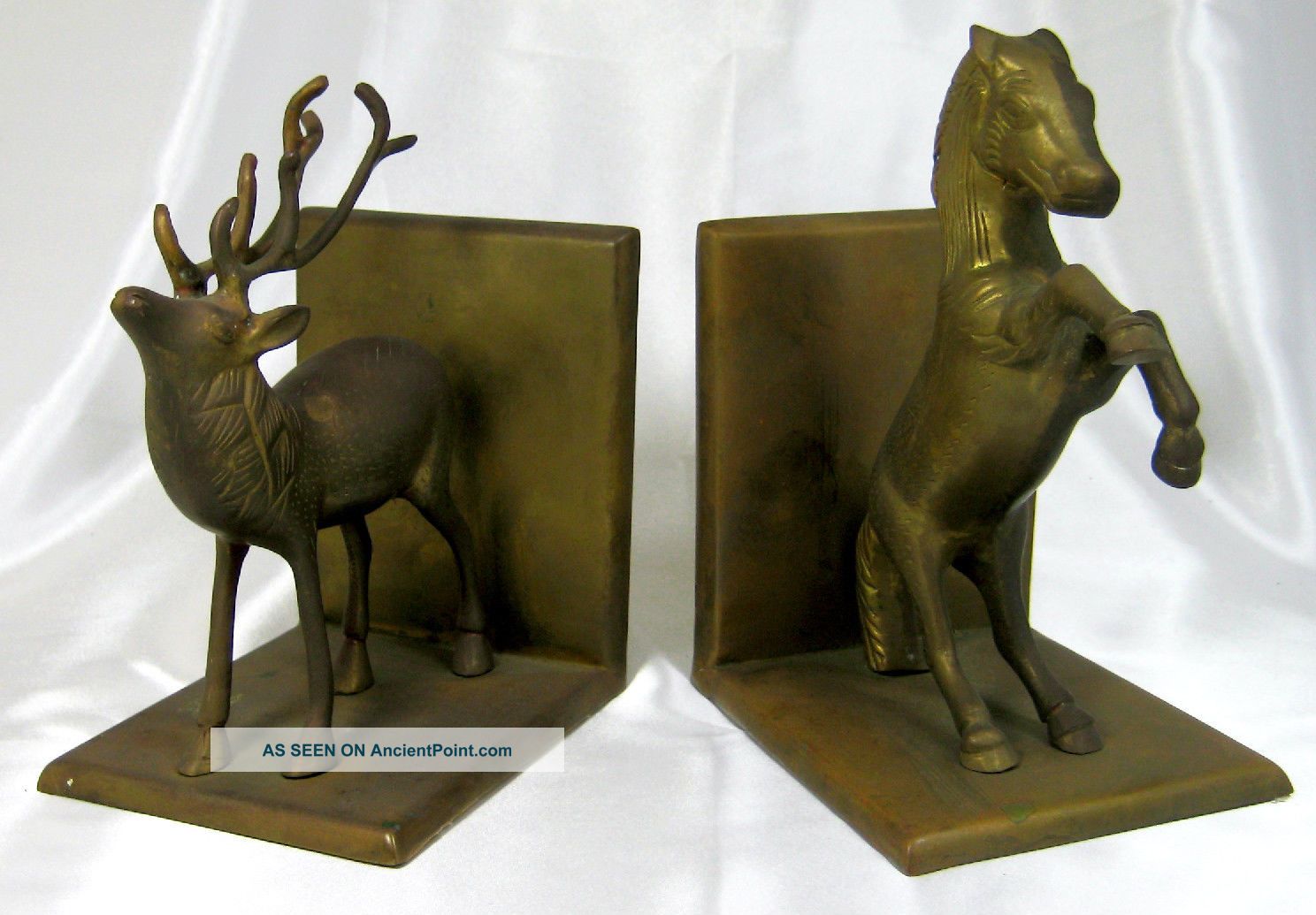 Vintage Metal Bookends - Deer And Horse Metalware photo