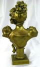 Antique Gold Gilt French Womens Bust Statue - 11 Inch Tall Metalware photo 2
