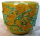 Rare Antique Italian Yellow Glazed Italy Jardiniere W/ Green Spinach Leaves Vases photo 1