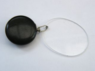 Antique - Black Celluloid Pin Brooch With Retractable Glass Monacle - New York - C1910 photo