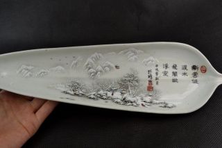 Collectible Old Handwork Jingdezhen Porcelain Painting Landscape Big Plate photo