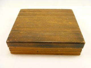 Vintage Antique Wooden Box Stationary Case Parts Storage Unique Grooved Wood photo