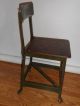 Vintage 1940s Metal Industrial/factory Chair With Wooden Seat From Nc Mill 1900-1950 photo 1