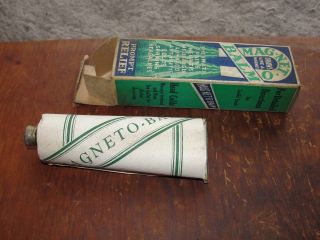 Antique Mag - Net - O - Balm Medicine Bottle Related Tube In Box With Flyer photo