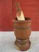 Antique Mortar & Pestle Primitive Unusual Turned Wood Wooden,  Pedestal Base Primitives photo 1