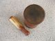 Antique Mortar & Pestle Primitive Unusual Turned Wood Wooden,  Pedestal Base Primitives photo 2