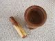 Antique Mortar & Pestle Primitive Unusual Turned Wood Wooden,  Pedestal Base Primitives photo 3
