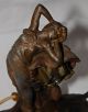 Art Nouveau Cast Metal Lady Lamp Poppy Flower Boudoir Lamp 1890 - 1905 Art Nouveau photo 5