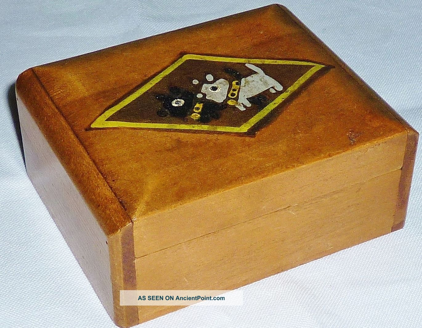 Antique Art Deco C1930 ' S Hand Painted Wooden ' Scottie Dogs ' Trinket Box Art Deco photo