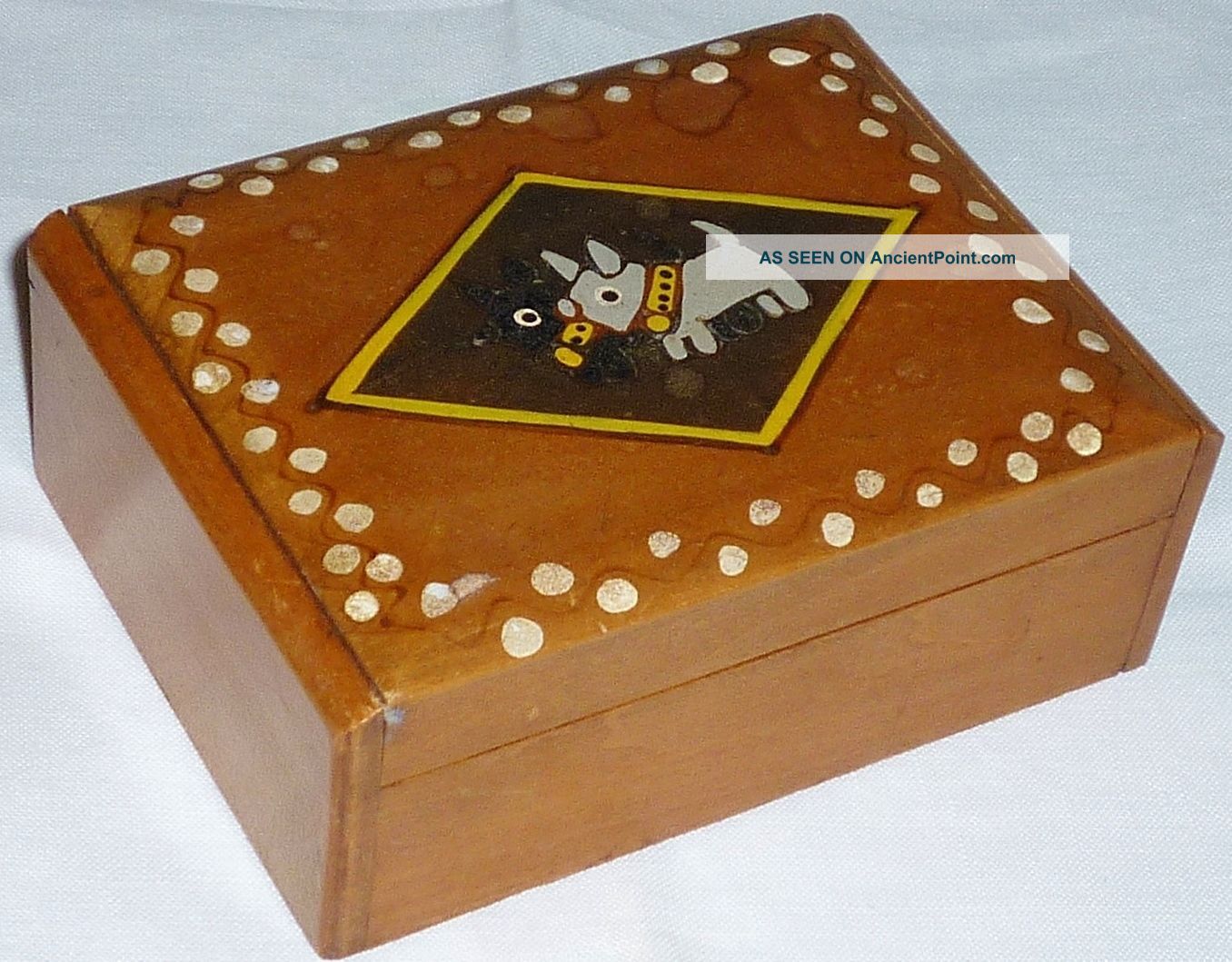 Antique Art Deco C1930 ' S Hand Painted Wooden ' Scottie Dogs ' Trinket/keepsake Box Art Deco photo