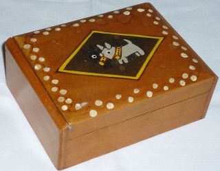 Antique Art Deco C1930 ' S Hand Painted Wooden ' Scottie Dogs ' Trinket/keepsake Box photo