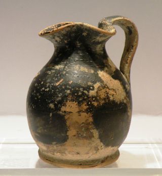 Ancient Greek Black Pottery Wine Jug,  C.  7th - 6th Cenruty B.  C. photo
