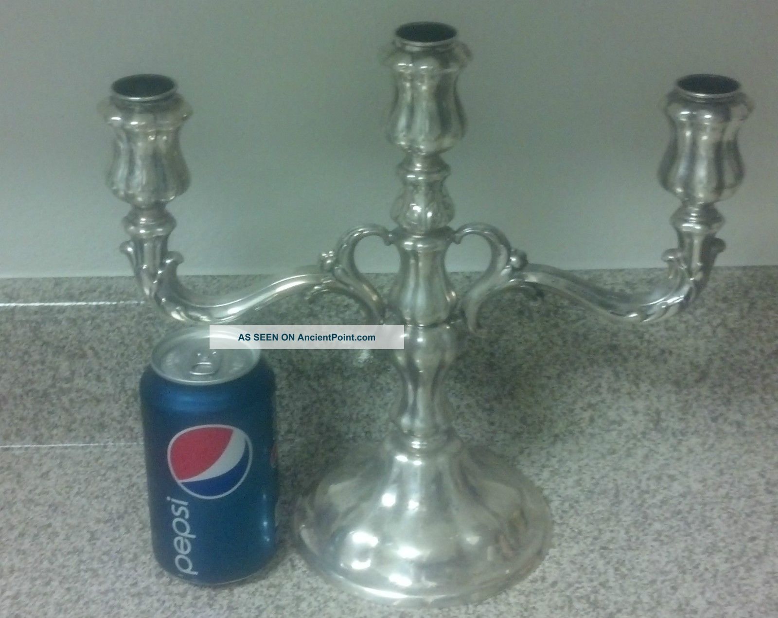 Antique German Bruckman & Sohne? 800 Sterling Silver 3 Arm Candelabra Looooook Metalware photo