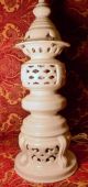 Old Vintage Pagoda Blanc De Chine White Ceramic Pottery Lamp Light Oriental Figurines photo 4