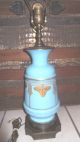 Mid - Century Modern Danish Blue Opaline Art Glass Ginger Jar Urn Lamp Mid-Century Modernism photo 2