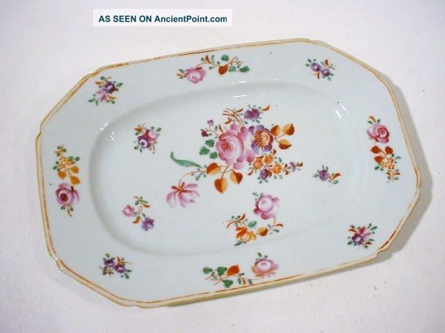 18thc Atq Chinese Qianlong Export Porcelain Famille Rose Small Platter 1of3 Plates photo