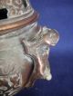 Antique Asian Incense Burner Rare,  Bronze,  W/ Dog Figurine Incense Burners photo 4