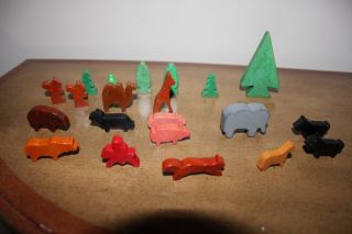 Vtg.  21 Pc ' S.  German Putz ? Erzgebirge?? Italy? Wood Miniature Zoo Play Set photo