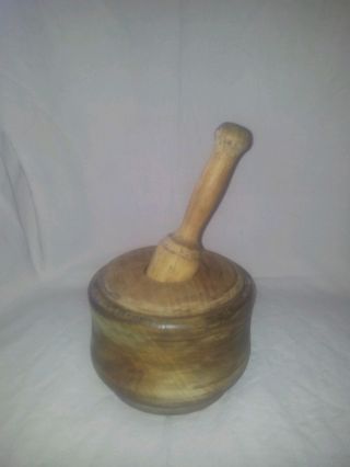 Vintage Wooden Mortar And Pestle photo