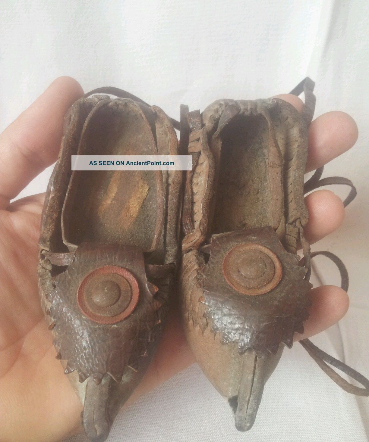 Antique Leather Sandals Baby Size Primitives photo