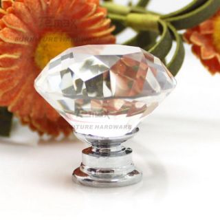 40mm Clear Crystal Zinc Alloy Diamond Type Cabinet Drawer Handle Knob Pull photo