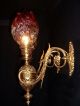 Antique Large French Copper Electrified Gas Sconces With Crystal Glass Shades Chandeliers, Fixtures, Sconces photo 2