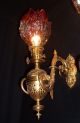 Antique Large French Copper Electrified Gas Sconces With Crystal Glass Shades Chandeliers, Fixtures, Sconces photo 4