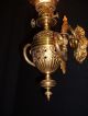 Antique Large French Copper Electrified Gas Sconces With Crystal Glass Shades Chandeliers, Fixtures, Sconces photo 8