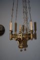 A Lovely Antique Fine Bronze Gothic Art 3 - Light Chandelier Chandeliers, Fixtures, Sconces photo 2