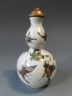 Fine China Chinese Gourd Shaped Pottery Snuff Bottle W/ Butterfly Decor Ca.  1900 Snuff Bottles photo 2