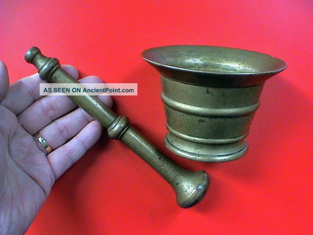 Antique Bronze Mortar With Pestle,  18th Century Ad. Metalware photo