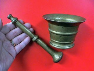 Antique Bronze Mortar With Pestle,  18th Century Ad. photo