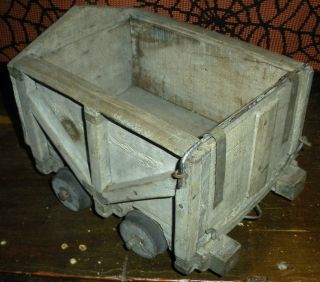 Antique Early1900 Folk Art Miner Coal Car Cart Made From Old Explosives Box Vafo photo