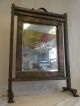 Antique Arts & Crafts Hammered Copper Fireplace Screen,  Bevel Mirror,  Paw Feet,  Old Hearth Ware photo 1