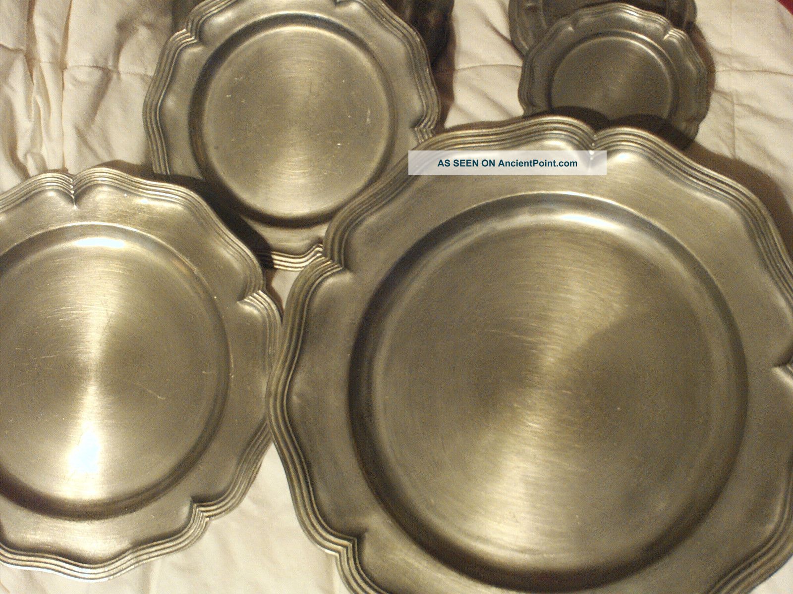 19 Pewter Dinner Plate Salad Bread Service Set Place Setting Colonial French Ccc Other photo