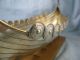Silver Plate Viking Ship Sculpture With Wood Stand - Haase Norway Model Ships photo 3