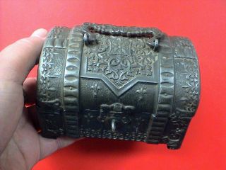 Marvelous Antique Decorated Pewter Casket With Hallmark photo