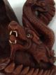 Hand Carved Chinese Rosewood Mask W/ Eyes Teeth And Dragons Masks photo 1