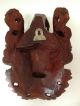 Hand Carved Chinese Rosewood Mask W/ Eyes Teeth And Dragons Masks photo 7