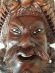 Hand Carved Chinese Rosewood Mask W/ Eyes Teeth And Dragons Masks photo 8