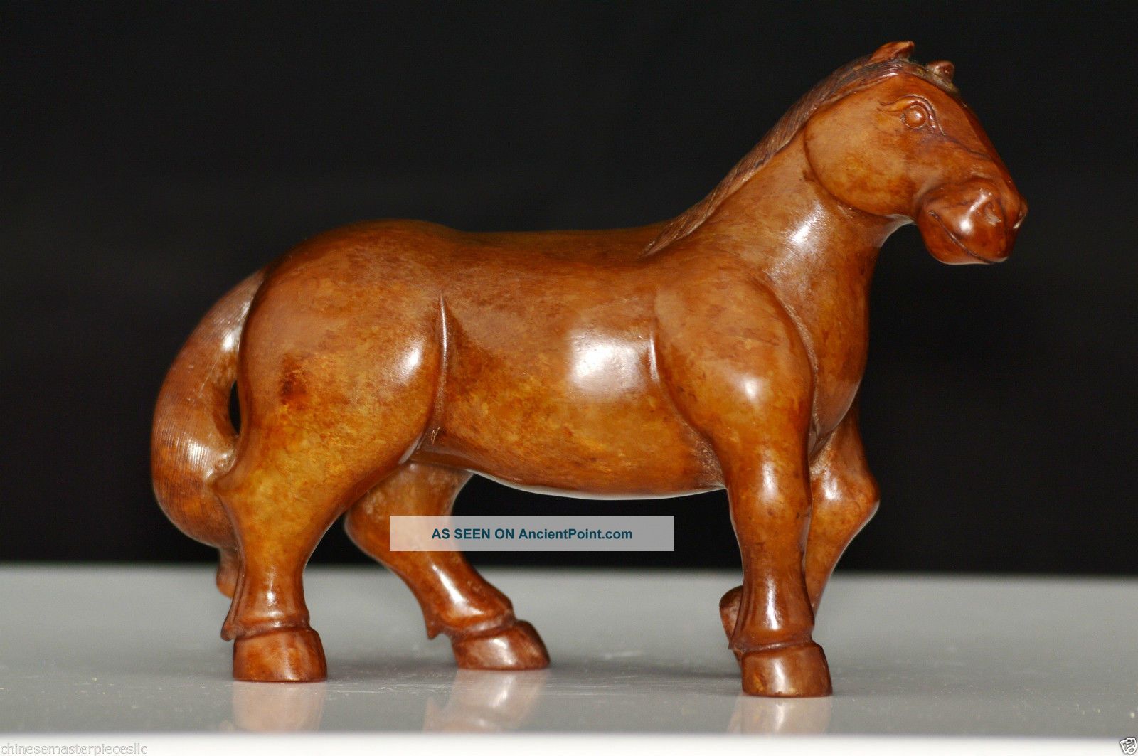 Chinese Antique Six Dynasties Totally Infiltrated Jade Standing Horse Statue Necklaces & Pendants photo
