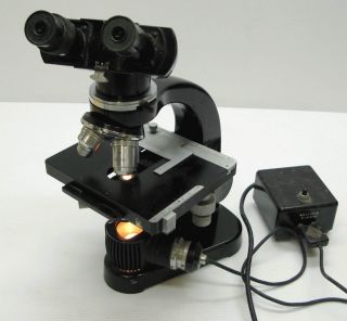 Leitz Wetzlar Vintage Microscope W/ 4 Clear Objectives & Power Supply Tested photo