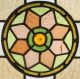 Fabulous Antique Stained Glass Window Eight Colors : Hand Blown Rondelle Center 1900-1940 photo 1